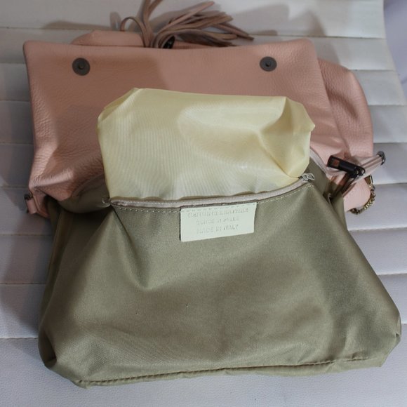 Borse In Pelle Genuine Leather Italy Crossbody bag Peach Made in Italy 13"x10" - Picture 9 of 11